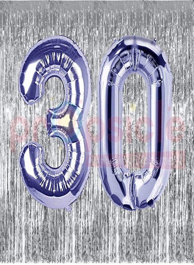 Propsicle 16 inch Birthday Foil 30 Number Helium Balloon Party Decoration Silver Pack of 2 | 30 No. Balloons Birthday/Anniversary | Thirty Number - Image 2